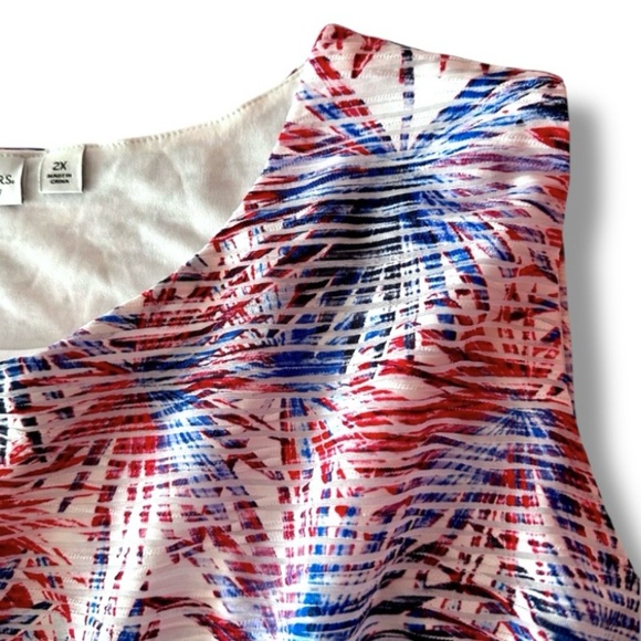 Kim Rogers Blue Red Fireworks Striped Lined Dress Women’s Plus Size 2X Patriotic - Picture 10 of 16